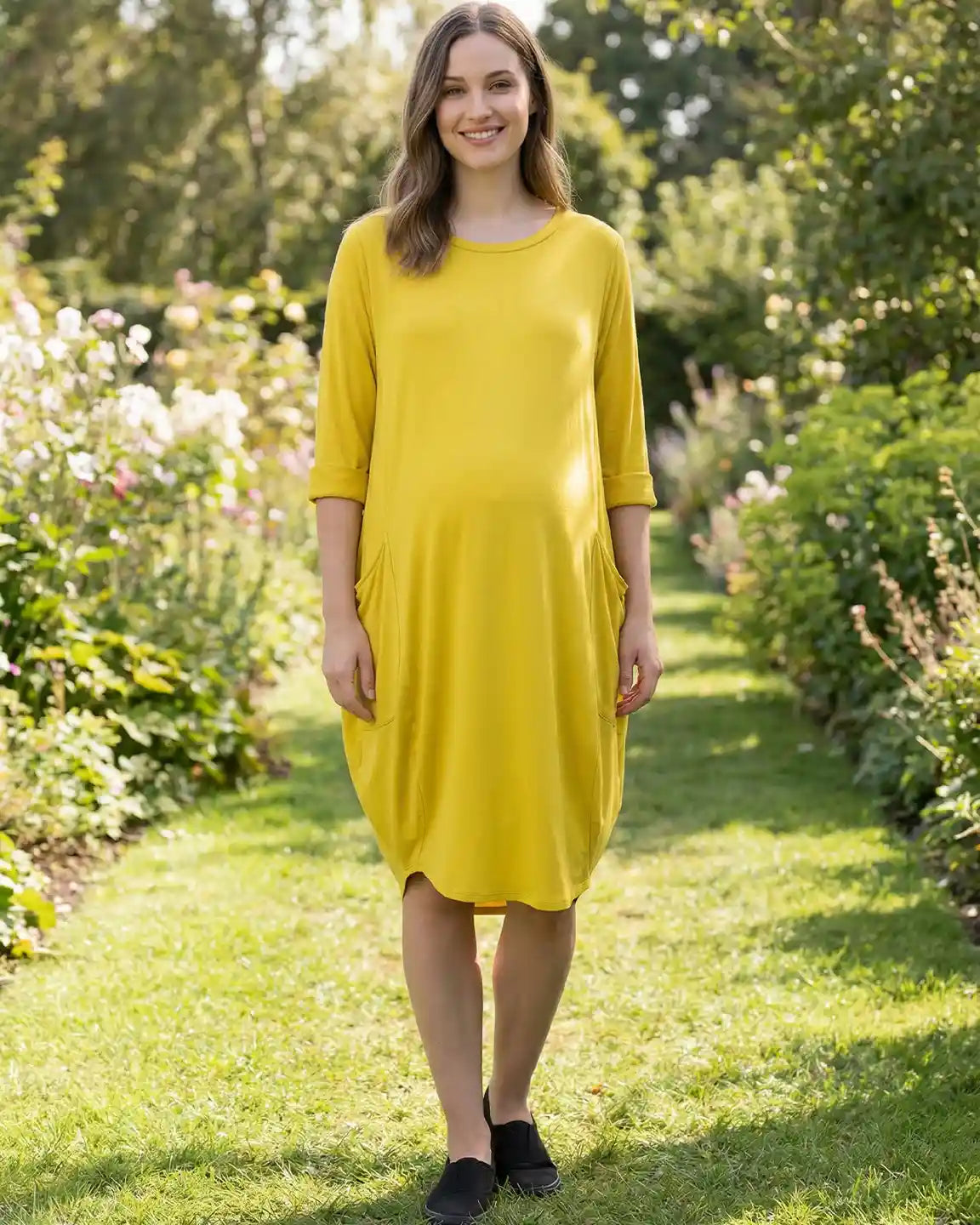 Bump Society – The Comfort Collection: Oversized Pocketed Maternity T Shirt Dress
