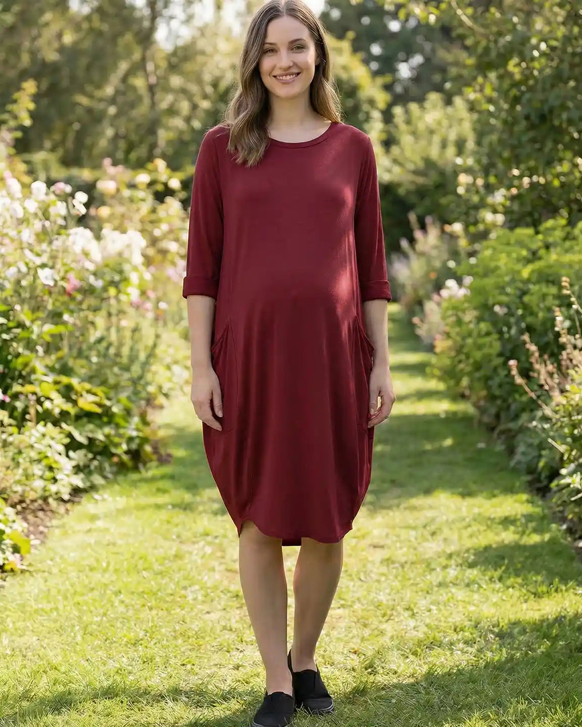 Bump Society – The Comfort Collection: Oversized Pocketed Maternity T Shirt Dress