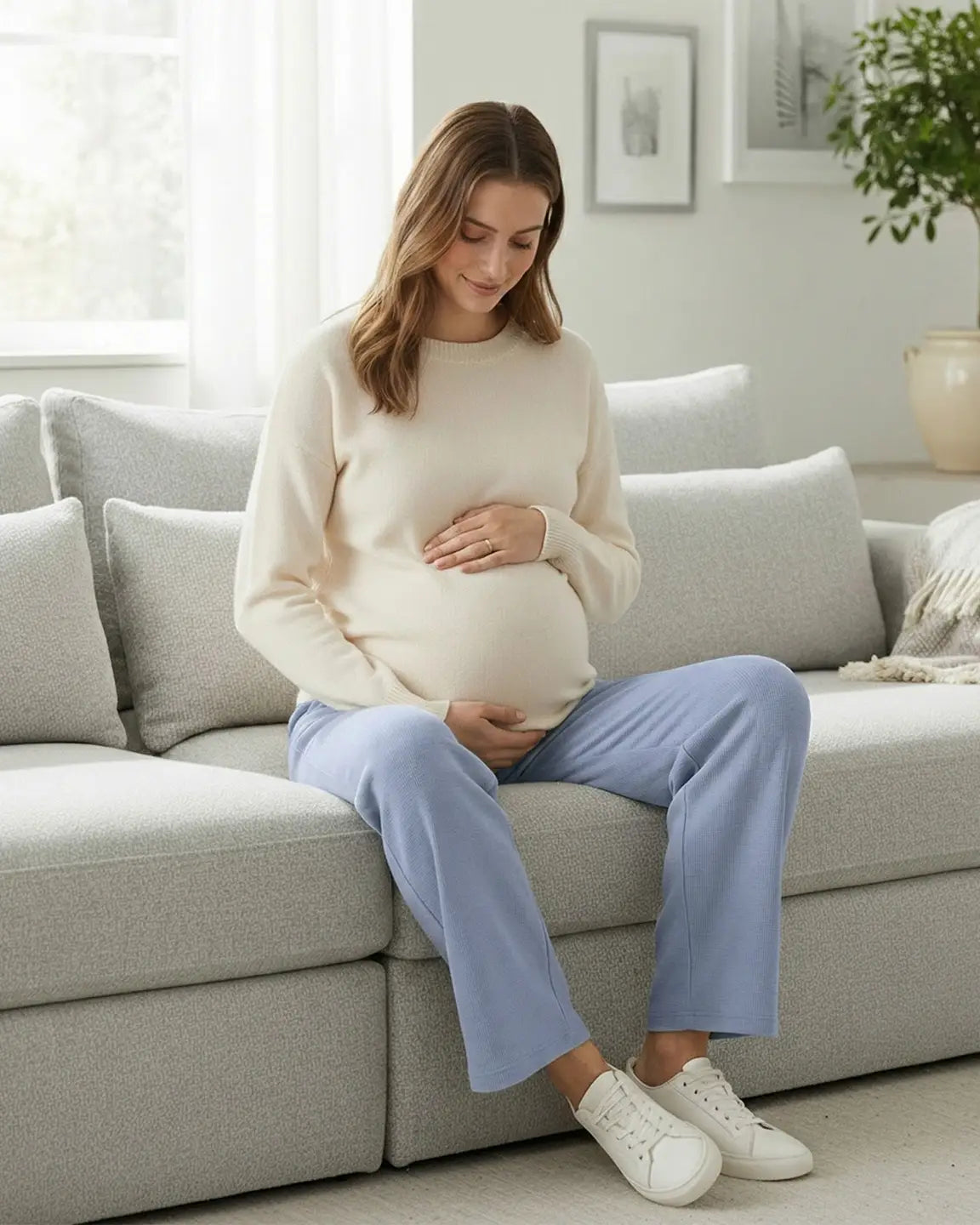 Bump Society – The Comfort Collection: Waffle Knit Wide-Leg Maternity Pants