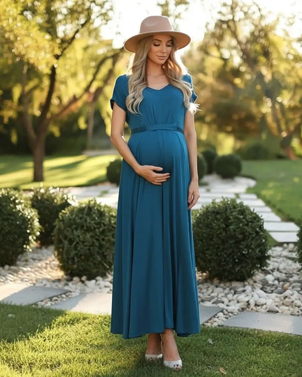 Bump Society – The Comfort Collection: Empire Waist Flowy Maternity Maxi Dress