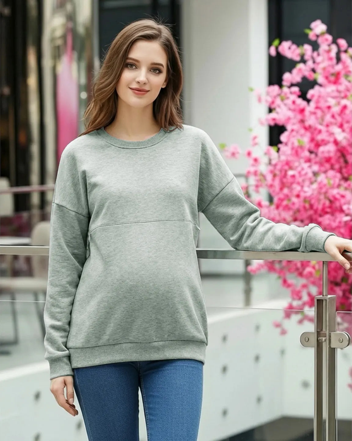 Bump Society – The Nursing Collection: Long-Sleeve Zipper Opening Maternity Nursing Top