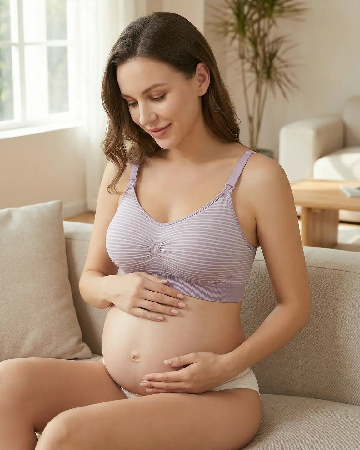 Bump Society – The Nursing Collection: Striped Seamless Maternity Nursing Bra