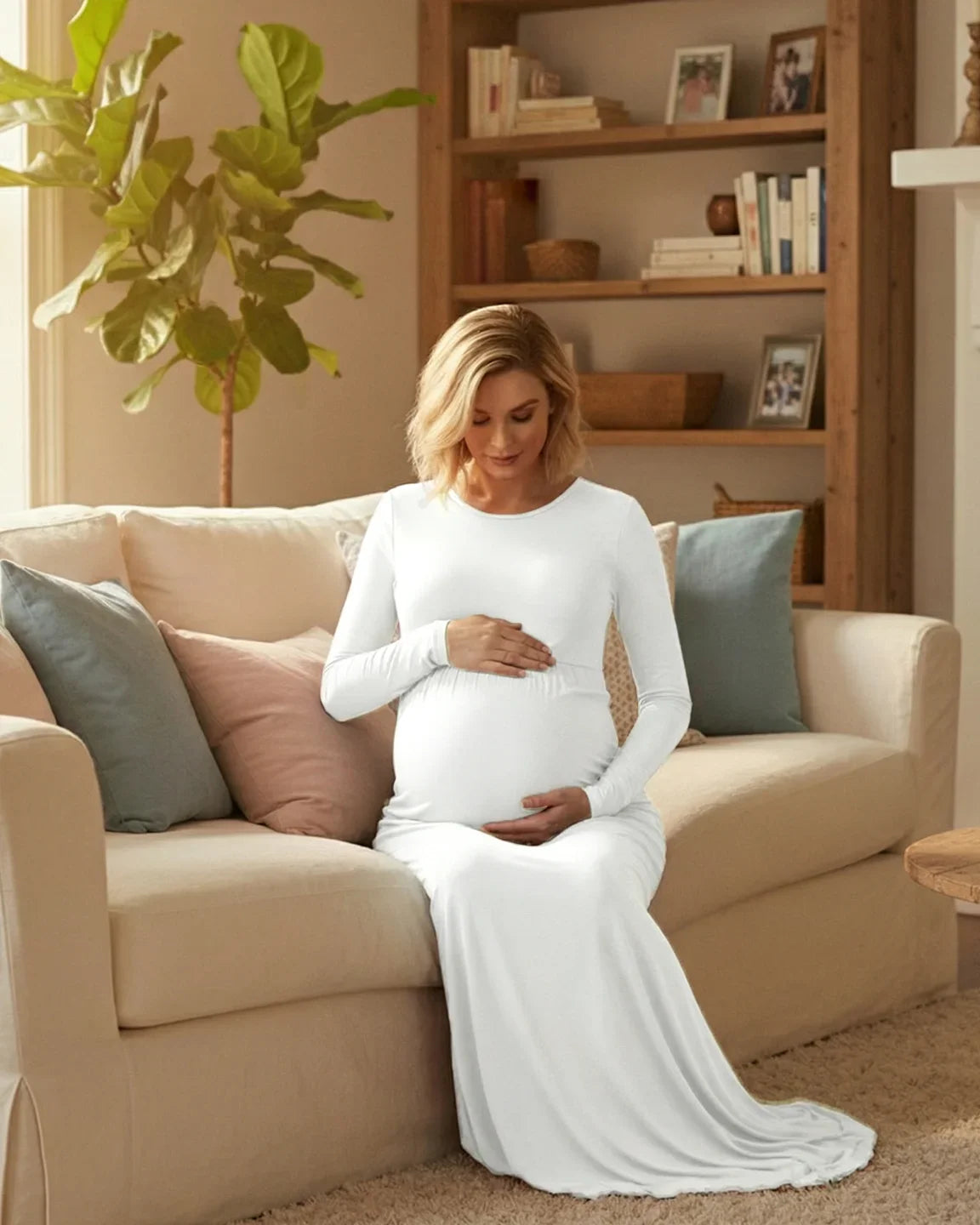 Bump Society – The Comfort Collection: Empire Waist Fitted Maternity Photoshoot Dress