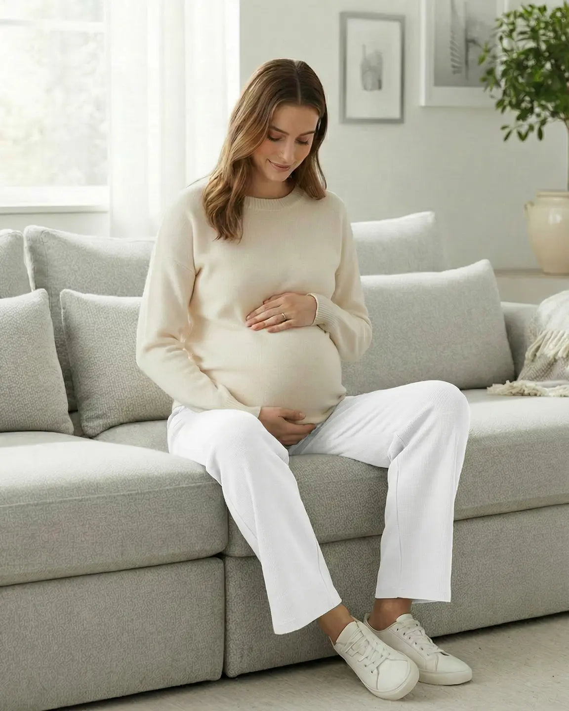 Bump Society – The Comfort Collection: Waffle Knit Wide-Leg Maternity Pants