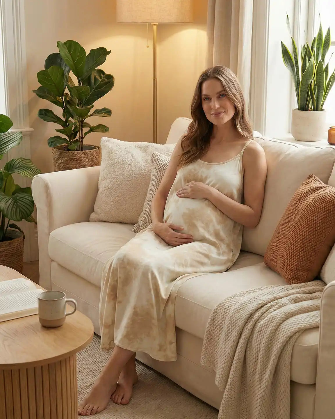 Bump Society – The Comfort Collection: Spaghetti Strap Tie-Dye Maternity Maxi Dress