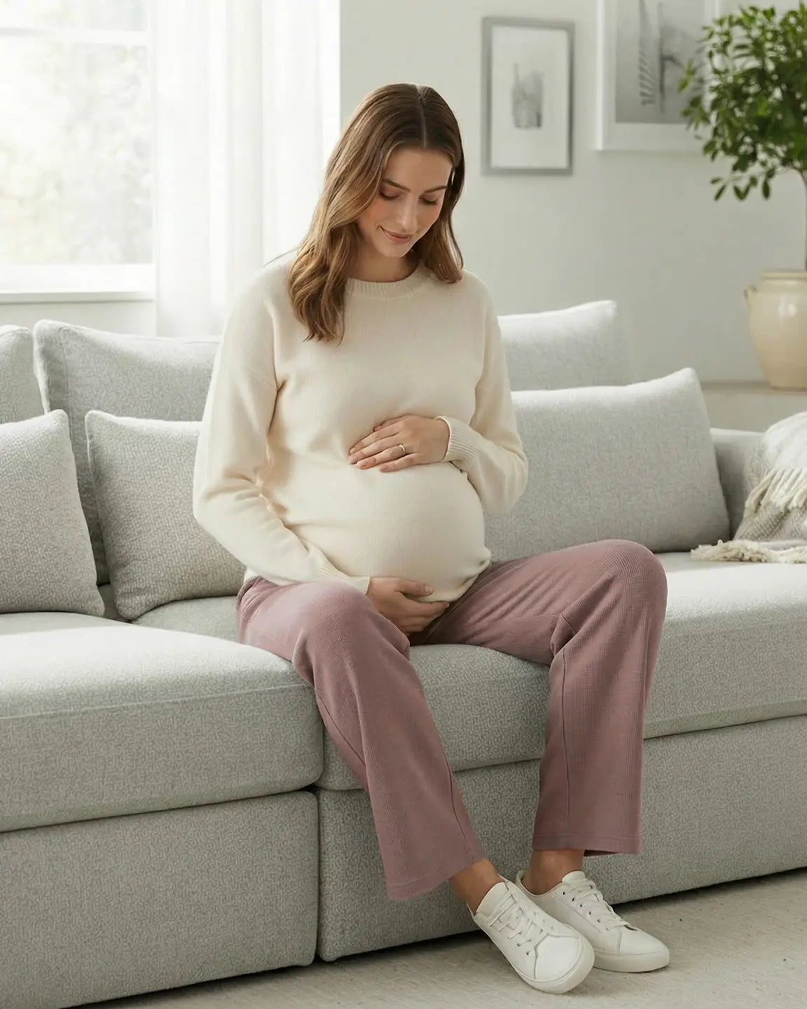 Bump Society – The Comfort Collection: Waffle Knit Wide-Leg Maternity Pants