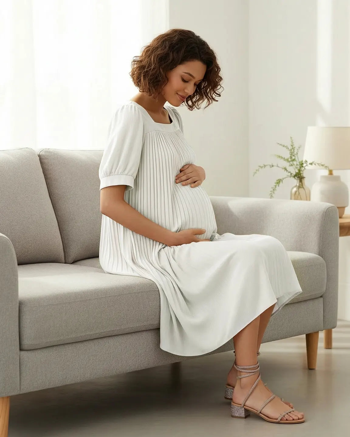 Bump Society – The Comfort Collection: Pleated Flowy Style Maternity Short Dress