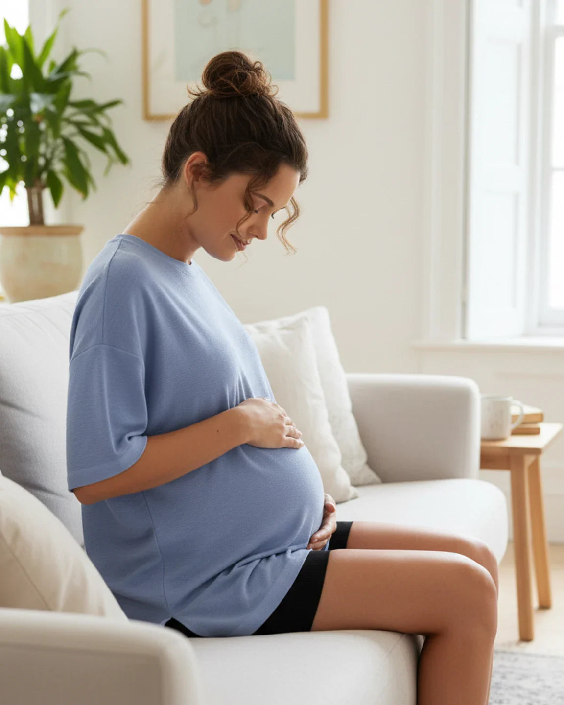Bump Society – The Comfort Collection: Short Puff Sleeve Casual Maternity Maxi Dress
