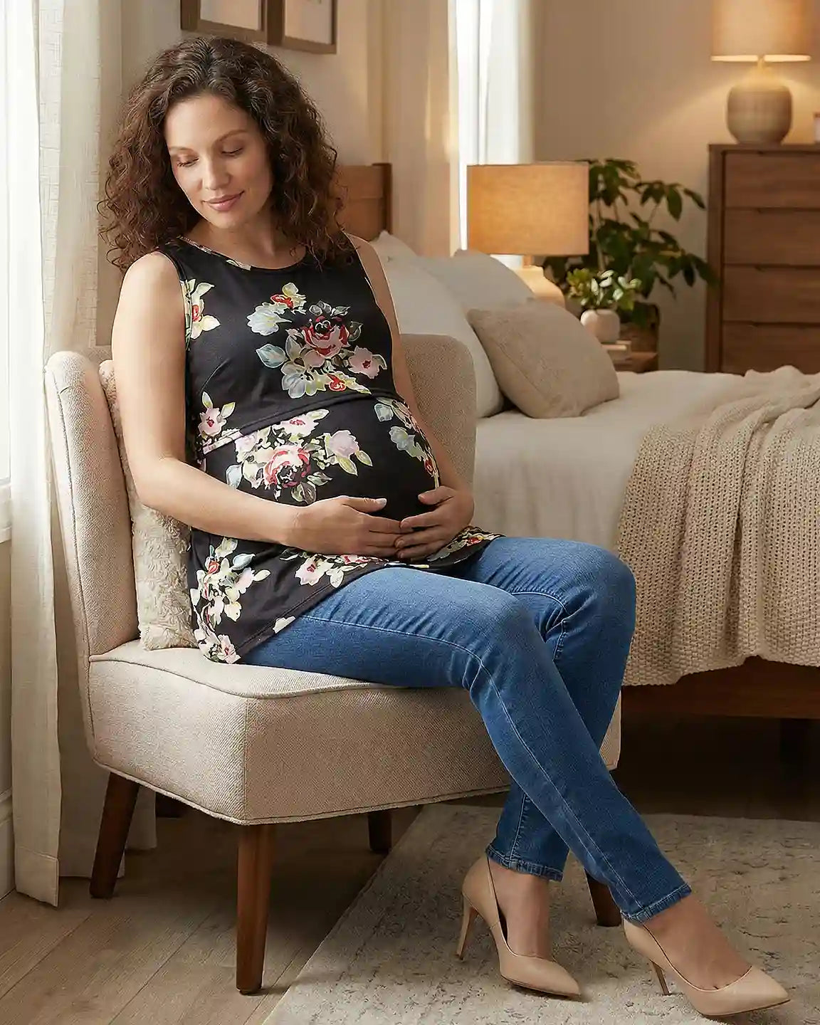 Bump Society – The Nursing Collection: Easy-Nursing Floral Maternity Top