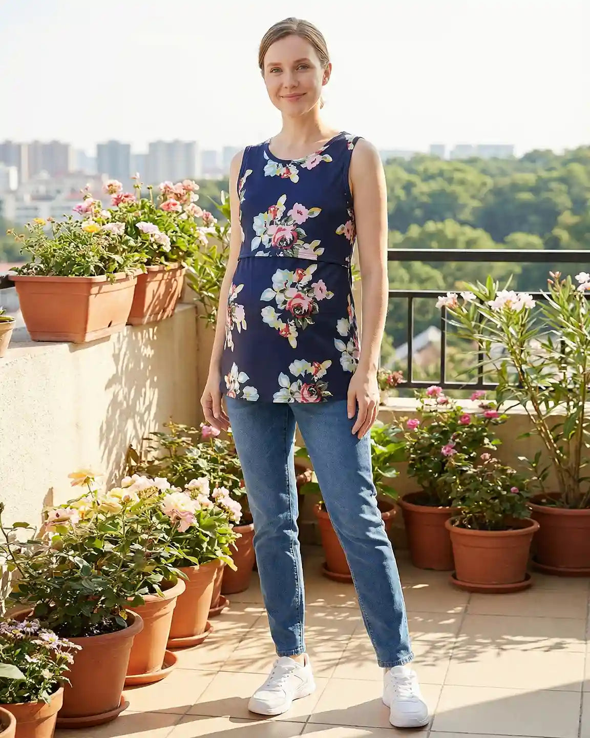 Bump Society – The Nursing Collection: Easy-Nursing Floral Maternity Top