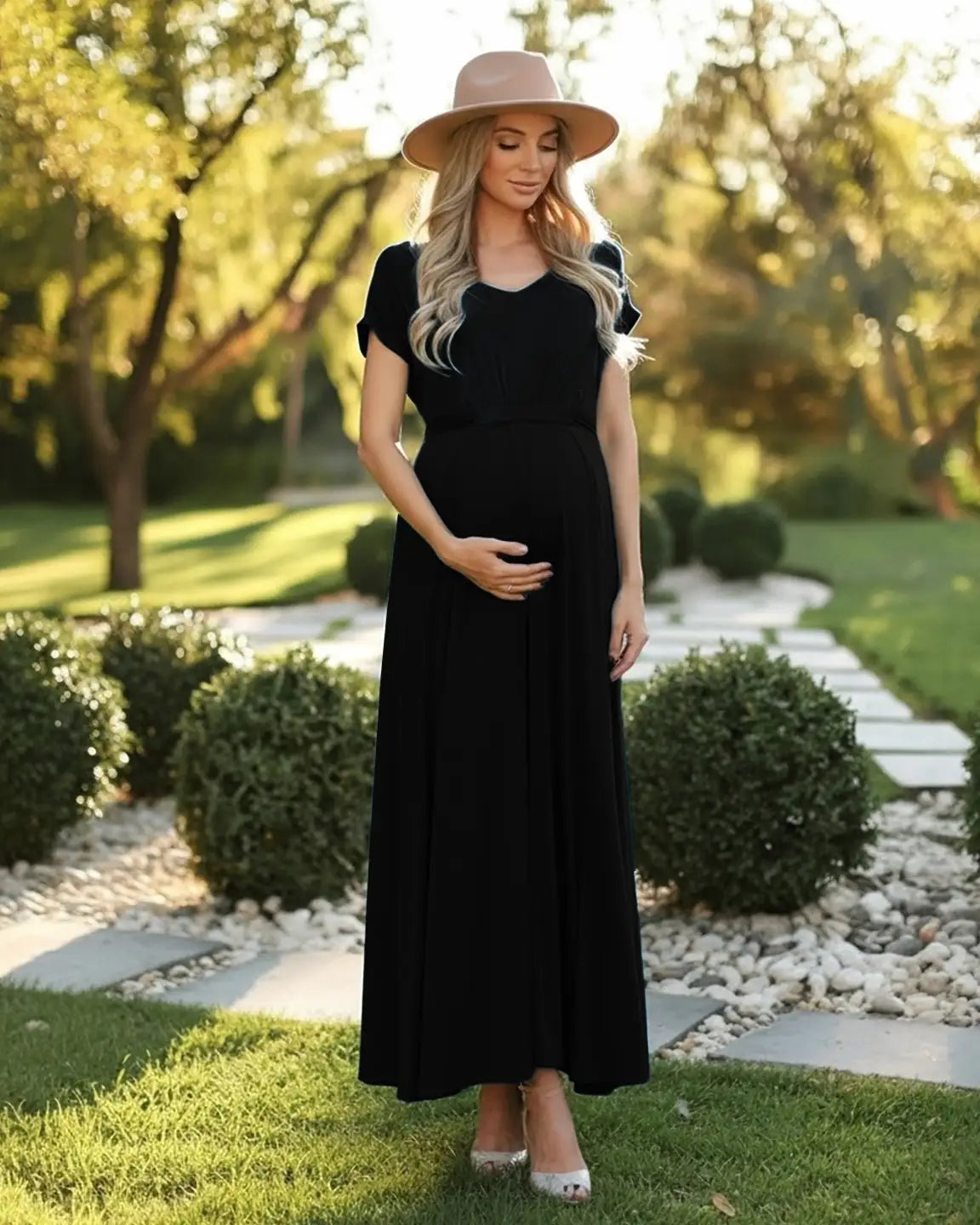 Bump Society – The Comfort Collection: Empire Waist Flowy Maternity Maxi Dress