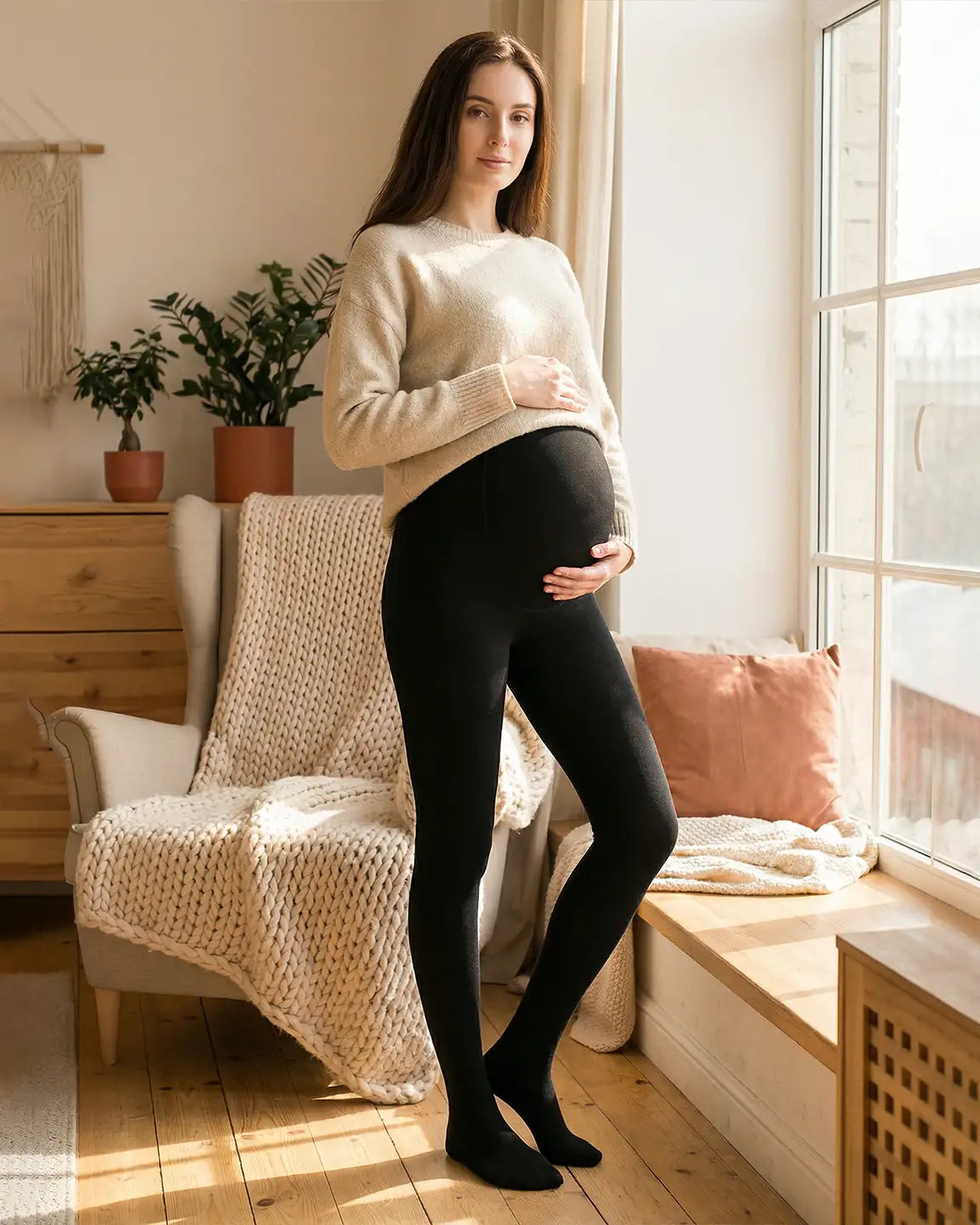 Bump Society – The Support Collection: High-Waist Belly Support Footless Design Maternity Leggings
