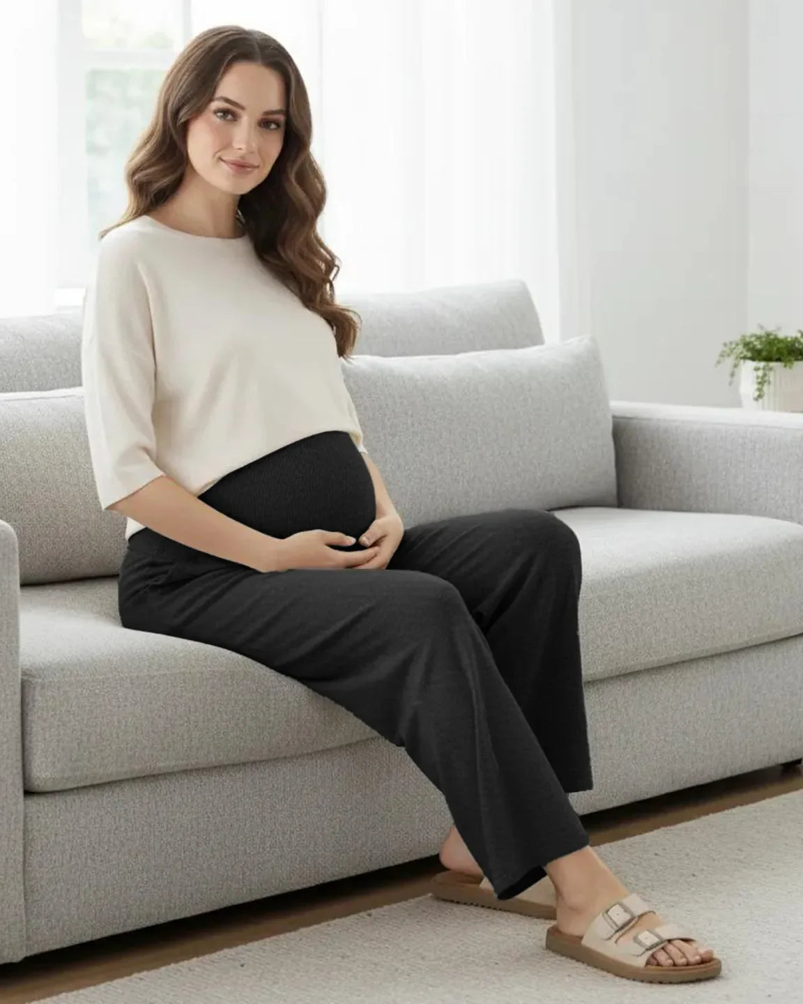 The Comfort Collection: Over The Belly Wide Leg Maternity Trouser