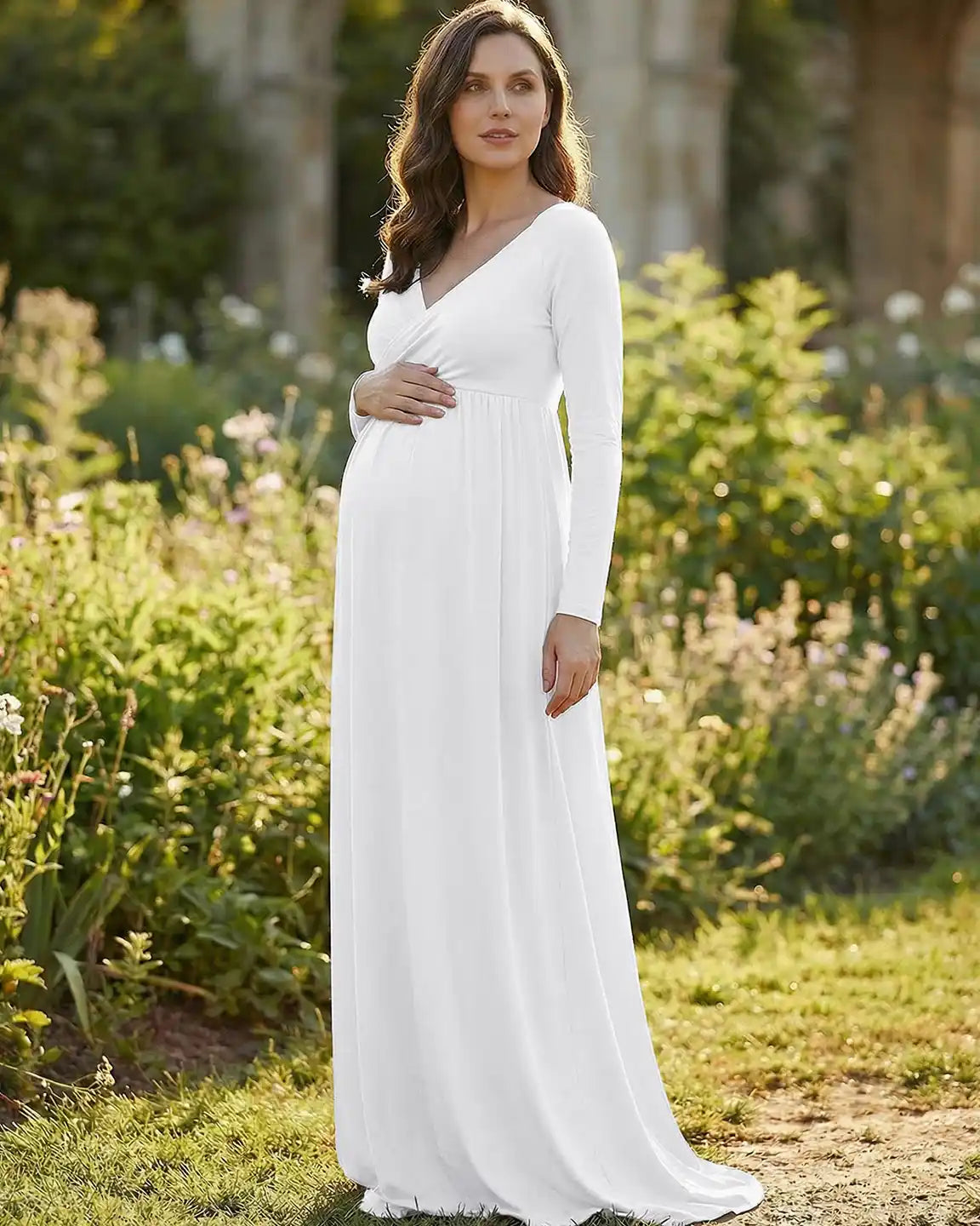 Bump Society – The Comfort Collection: Long-Sleeve Full Train Maternity Maxi Dress