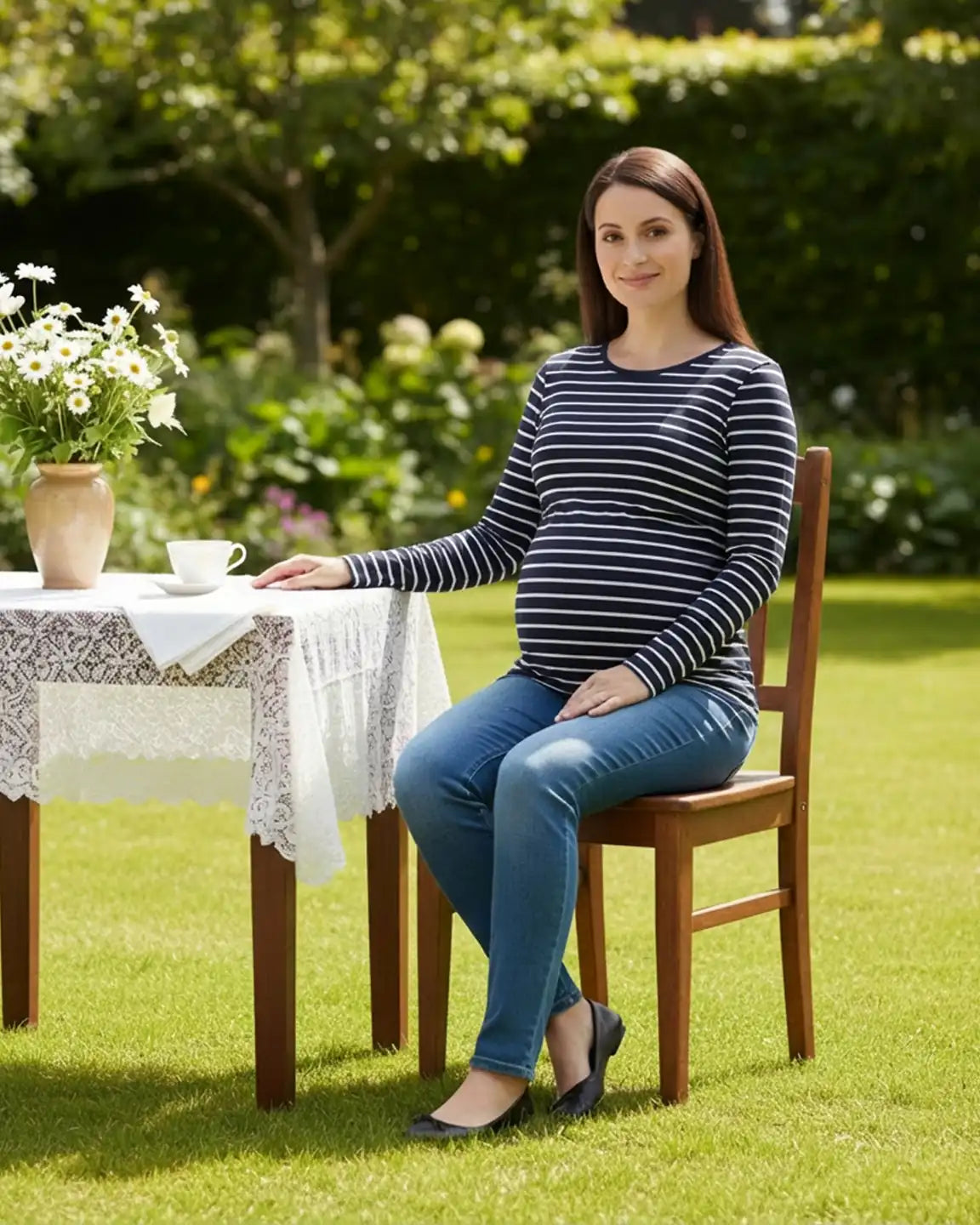 Bump Society – The Nursing Collection: Pull-Up Nursing Striped Maternity Top