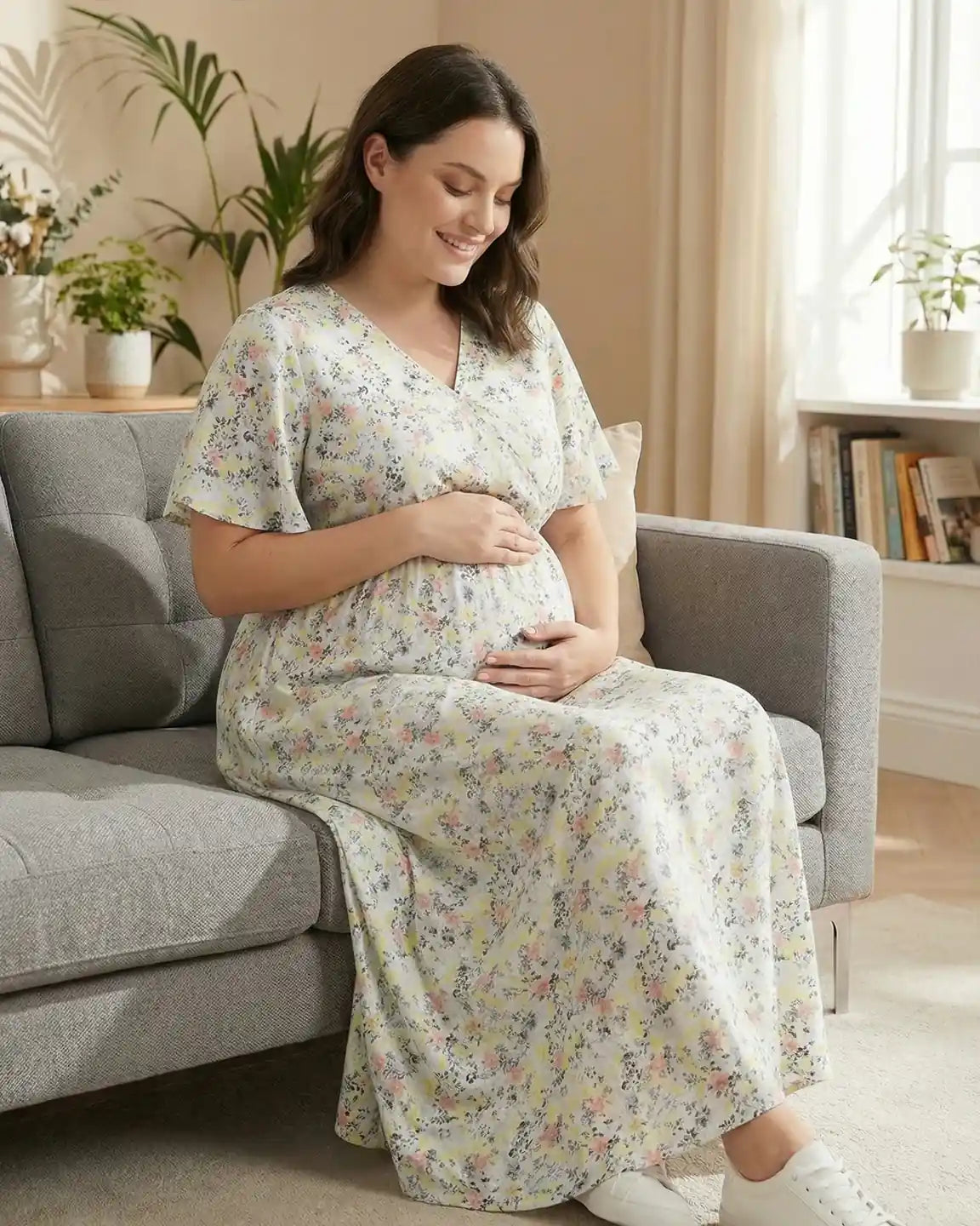 Bump Society – The Comfort Collection: Tencel Fabric Slitted Maternity Maxi Dress