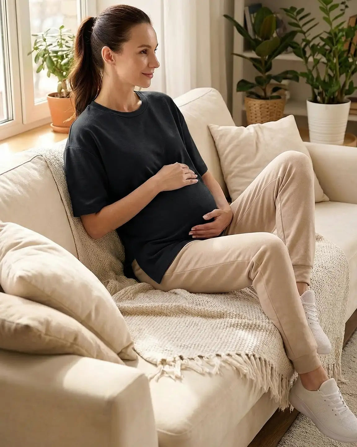 Bump Society – The Nursing Collection: Zipper Slits Casual Maternity Nursing T Shirt