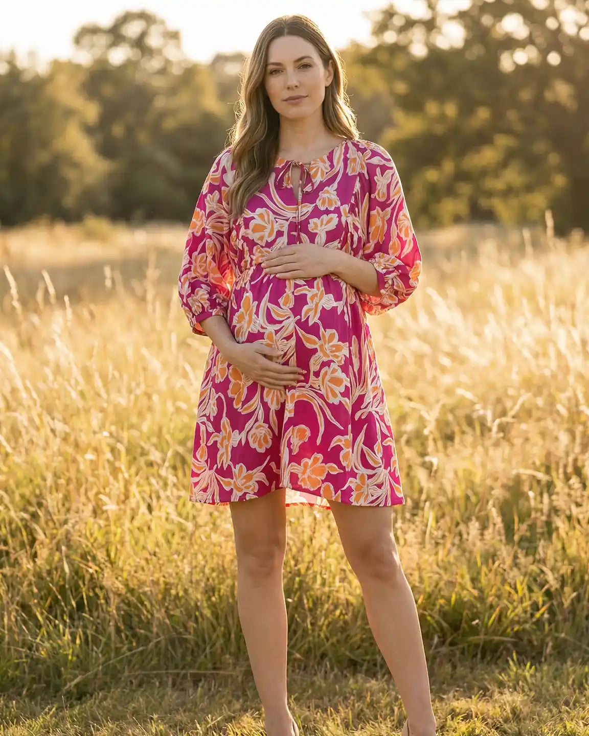Bump Society – The Comfort Collection: Lantern Sleeve Loose Fit Maternity Mini Dress