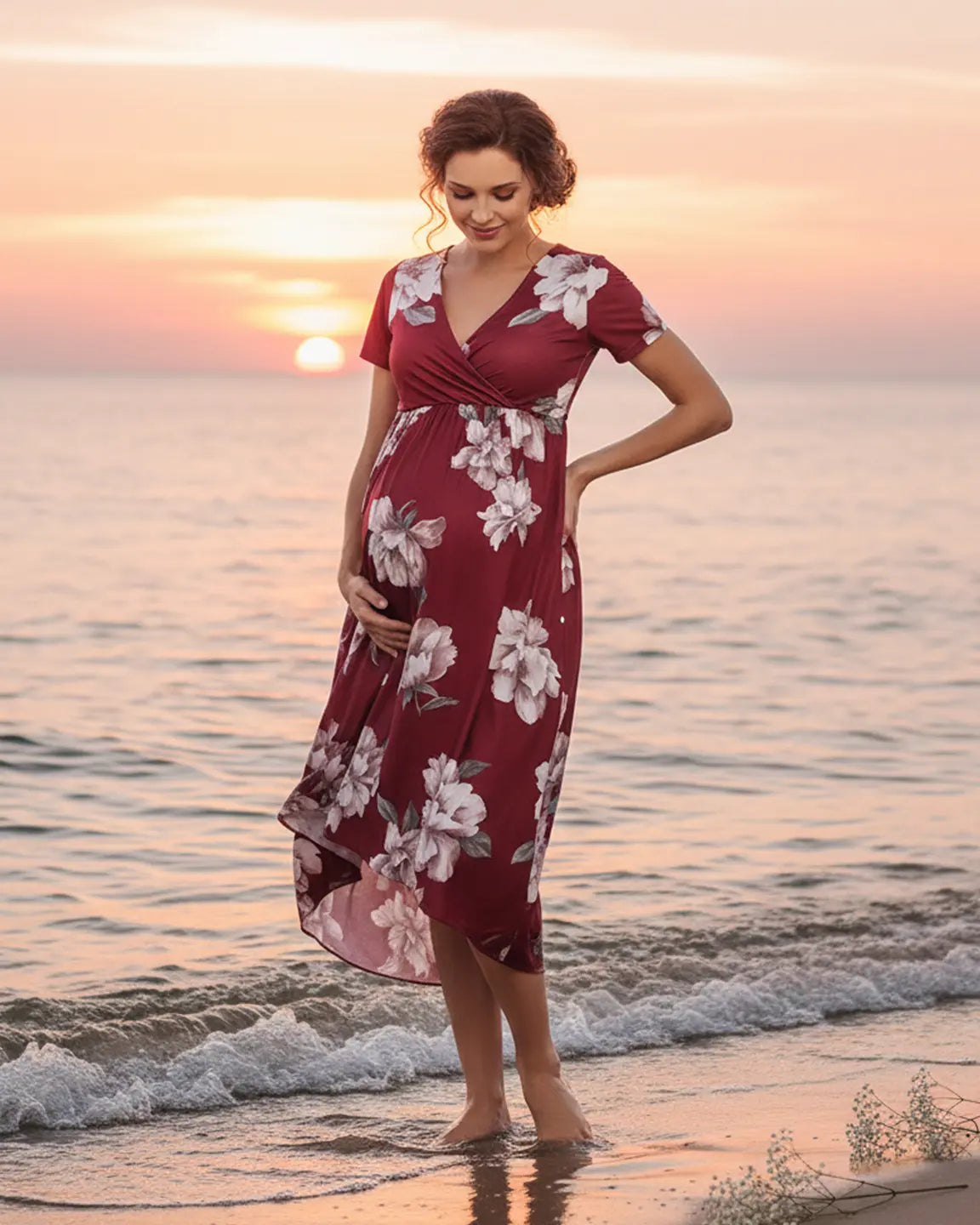 Bump Society – The Comfort Collection: Floral Print Wrap Skirt Maternity Maxi Dress