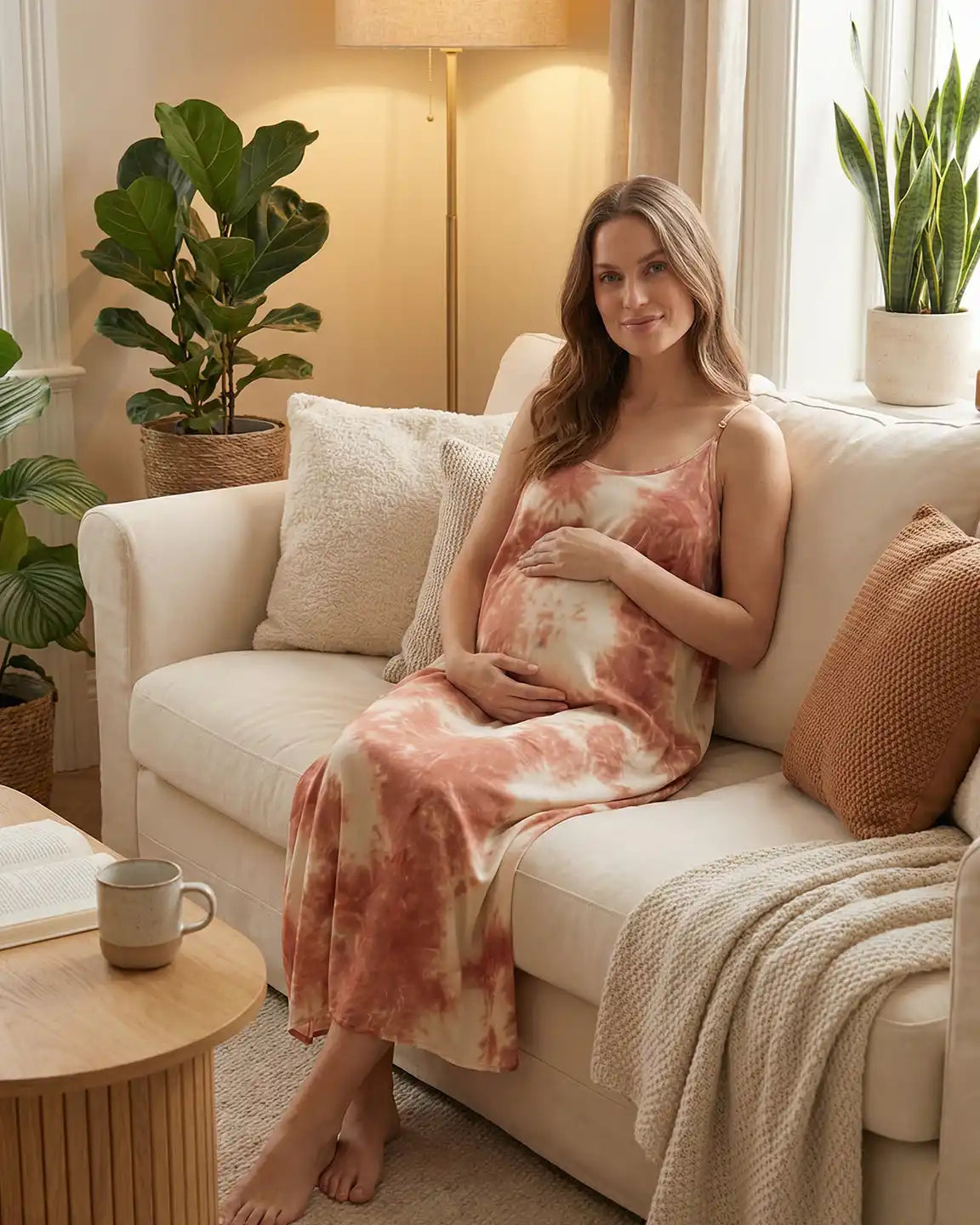 Bump Society – The Comfort Collection: Spaghetti Strap Tie-Dye Maternity Maxi Dress
