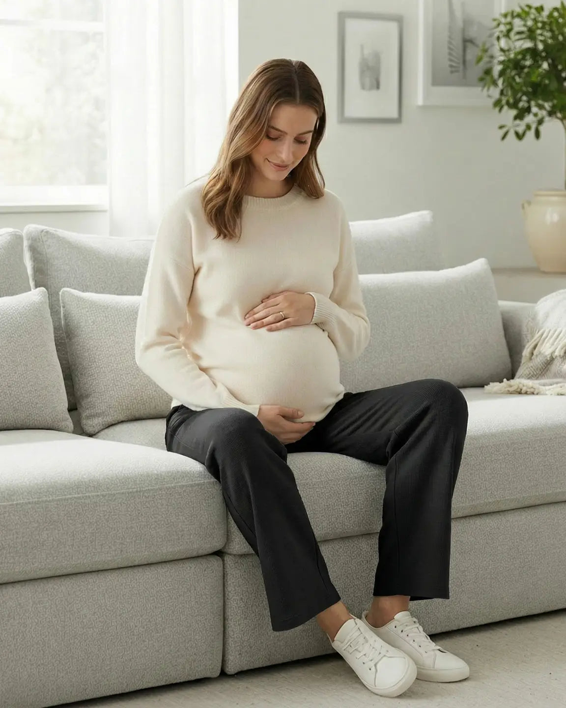 Bump Society – The Comfort Collection: Waffle Knit Wide-Leg Maternity Pants