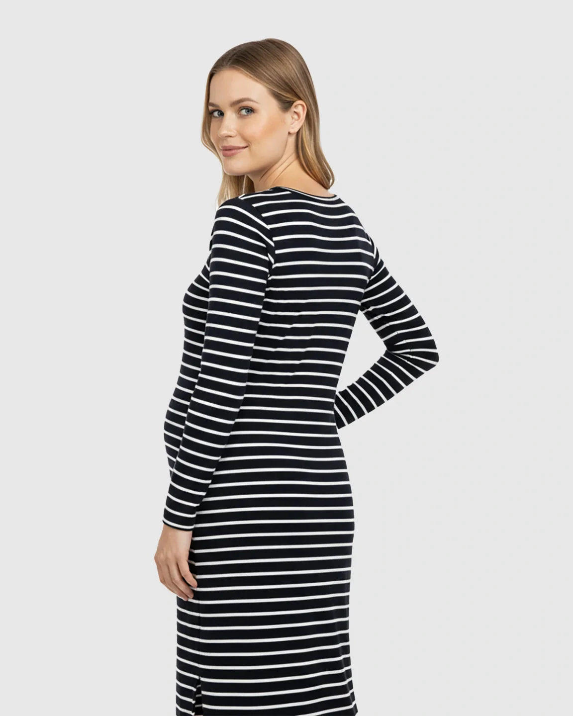 Bump Society – The Comfort Collection: Side Slit Bodycon Maternity Midi Dress