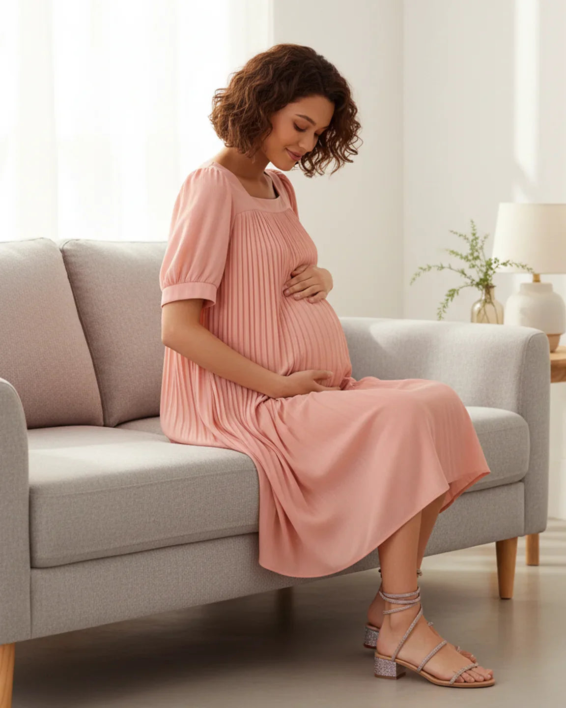 Bump Society – The Comfort Collection: Pleated Flowy Style Maternity Short Dress