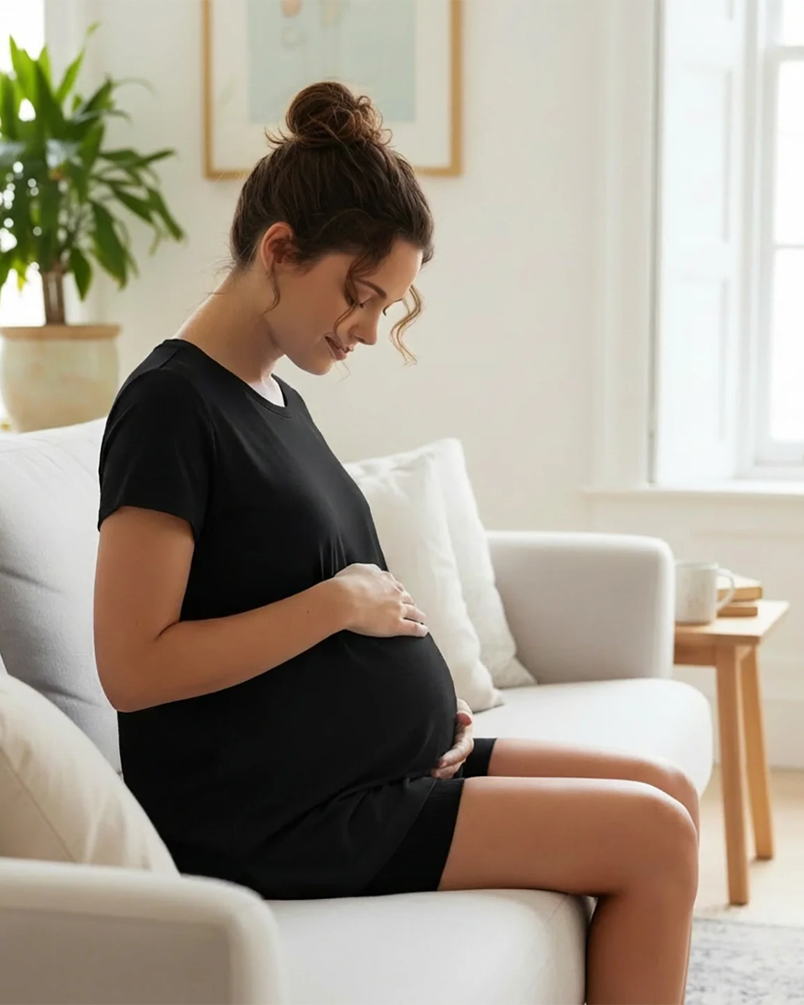 Bump Society – The Comfort Collection: Short Puff Sleeve Casual Maternity Maxi Dress