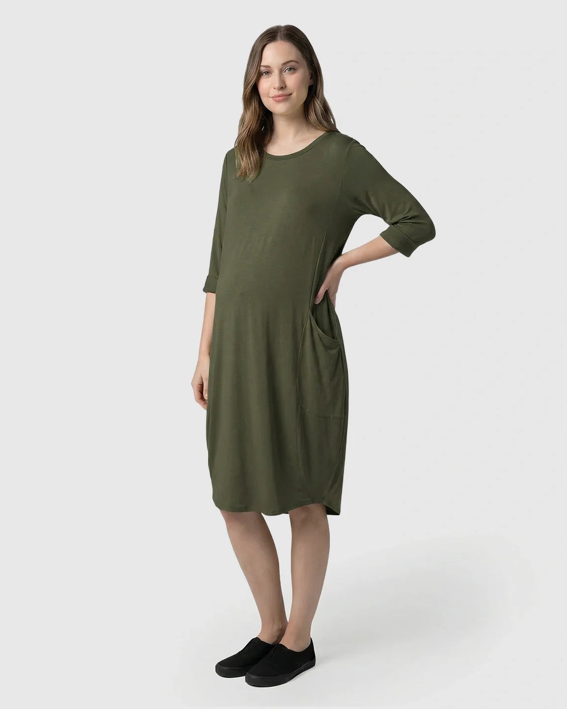 Bump Society – The Comfort Collection: Oversized Pocketed Maternity T Shirt Dress
