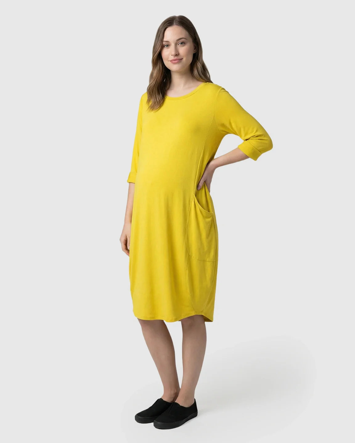 Bump Society – The Comfort Collection: Oversized Pocketed Maternity T Shirt Dress