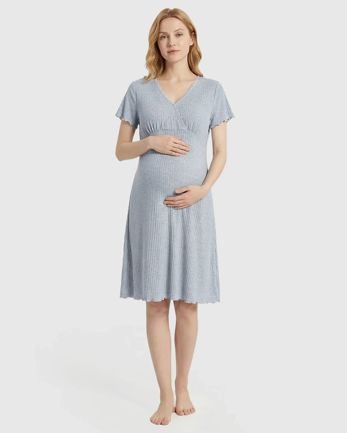 Bump Society – The Nursing Collection: Hidden Nursing Access K-Fashion Maternity Lounge Dress