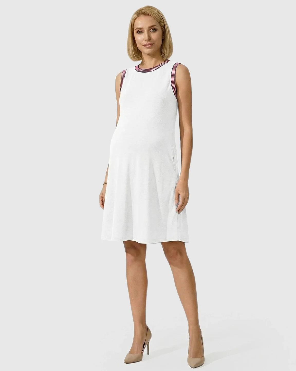 Bump Society – The Comfort Collection: Sleeveless Mid-Waist Umbrella Skirt Maternity Dress