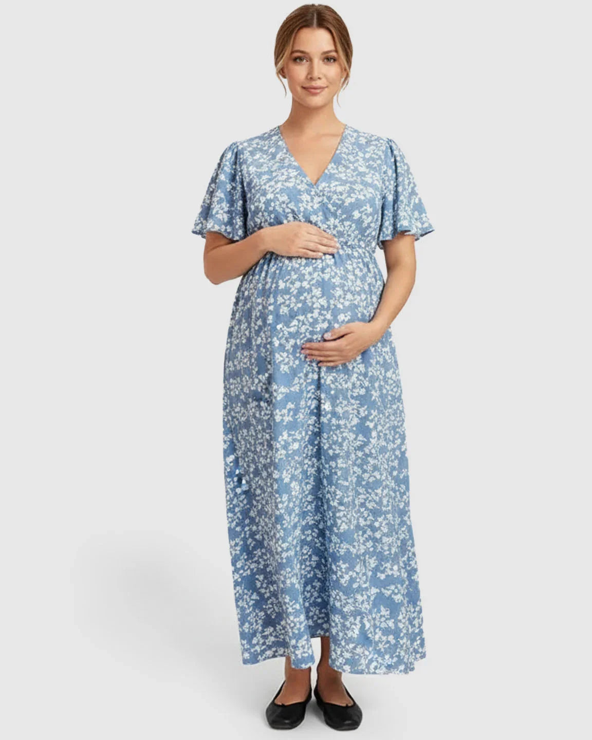 Bump Society – The Comfort Collection: Cinched Waist Bohemian Maternity Maxi Dress