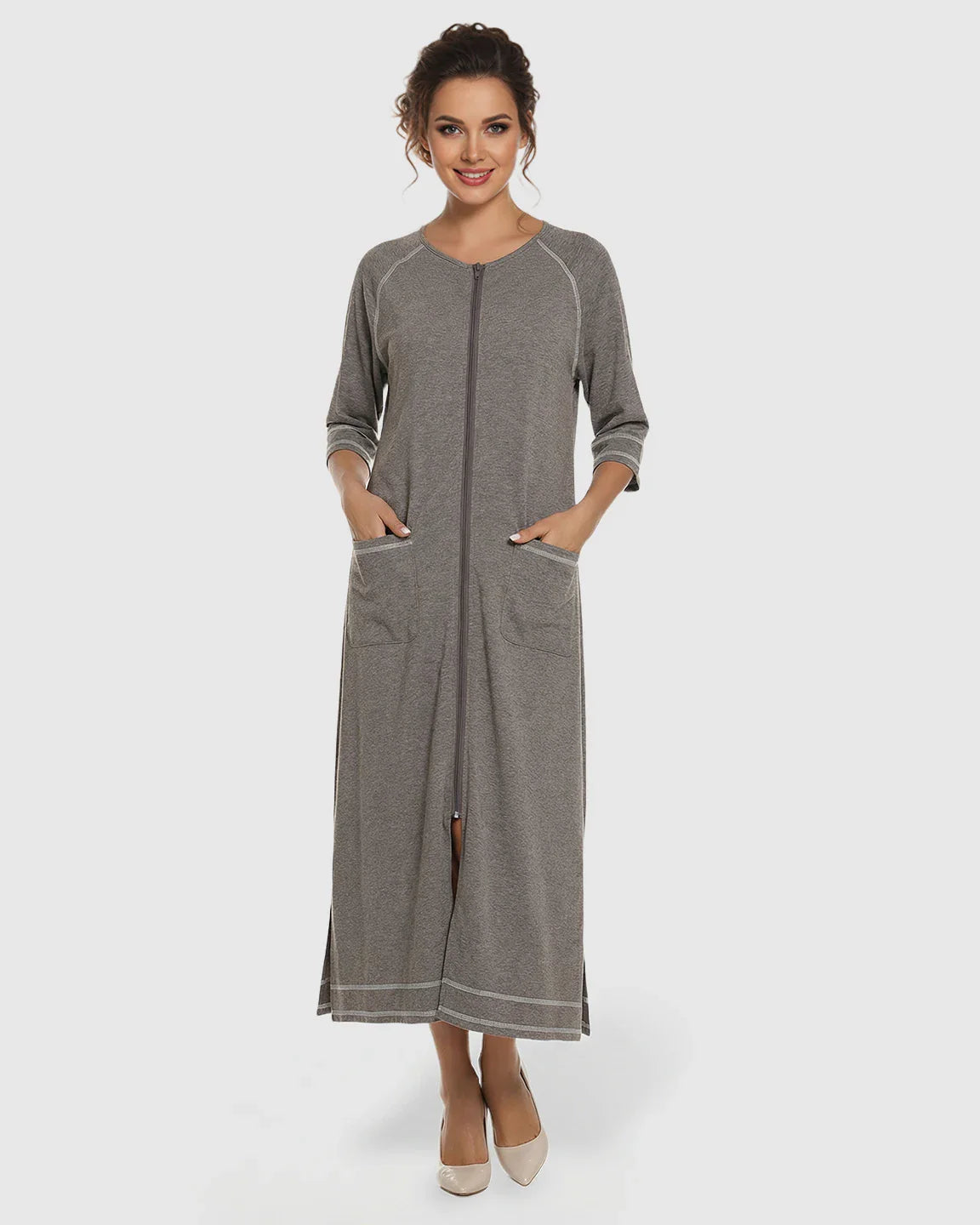 Bump Society – The Nursing Collection: Front Zipper Loose Fit Maternity Nursing Dress