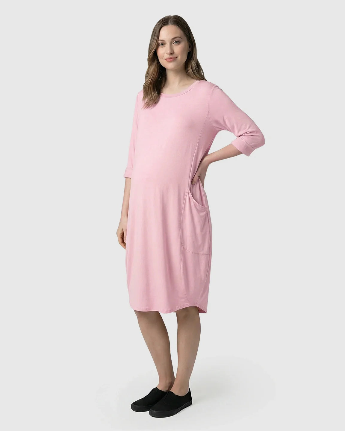 Bump Society – The Comfort Collection: Oversized Pocketed Maternity T Shirt Dress