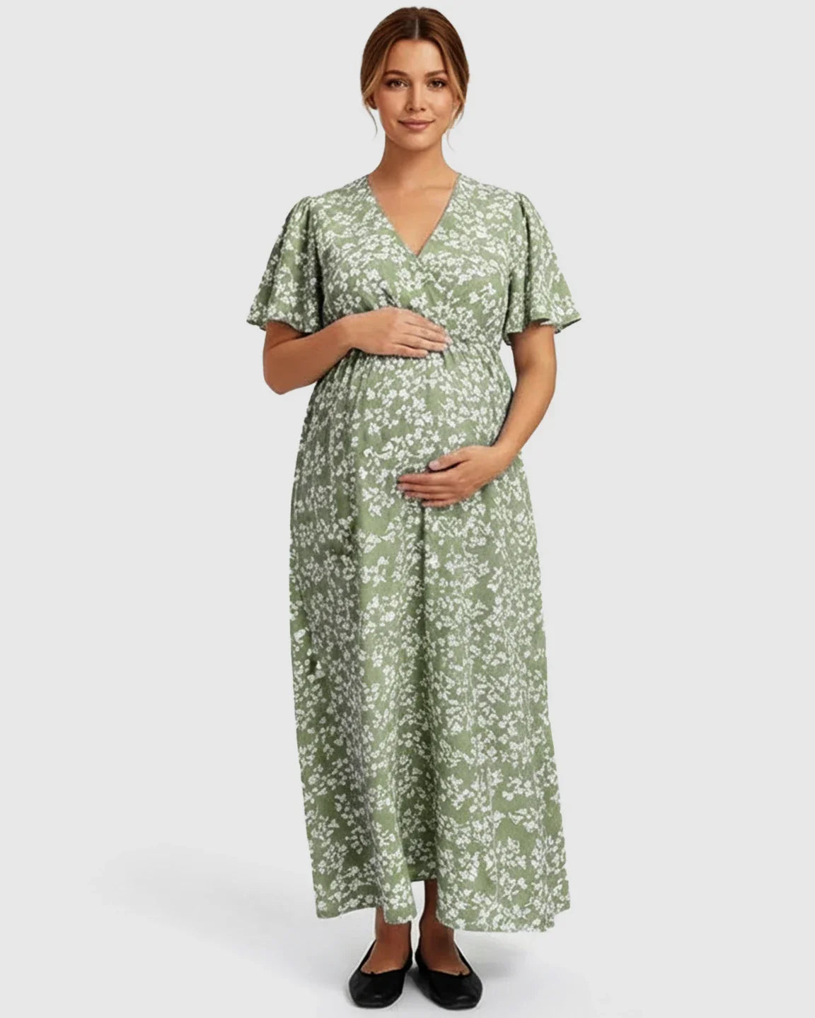 Bump Society – The Comfort Collection: V-neck Bohemian Style Maternity Maxi Dress