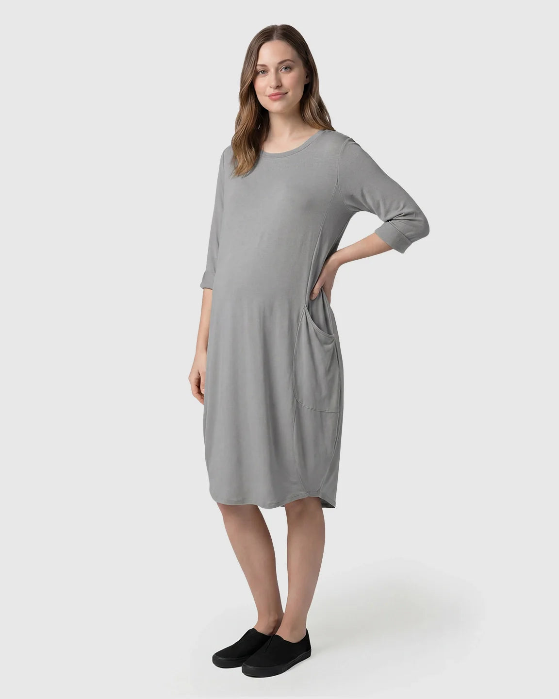 Bump Society – The Comfort Collection: Oversized Pocketed Maternity T Shirt Dress