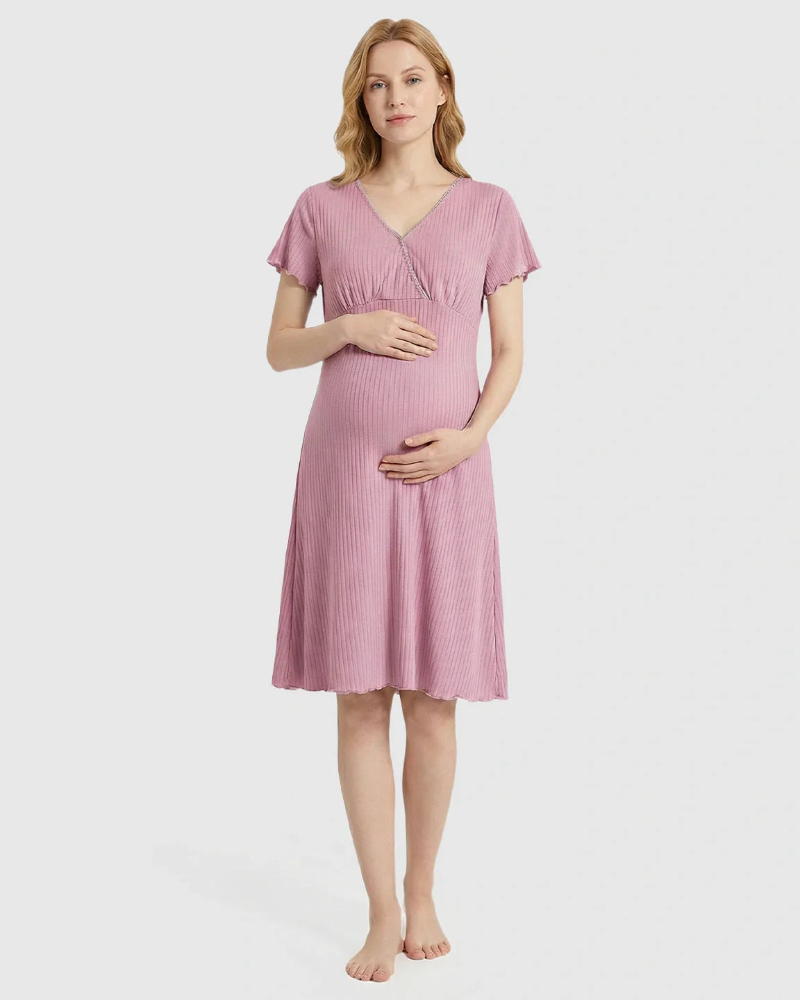 Bump Society – The Nursing Collection: Hidden Nursing Access K-Fashion Maternity Lounge Dress