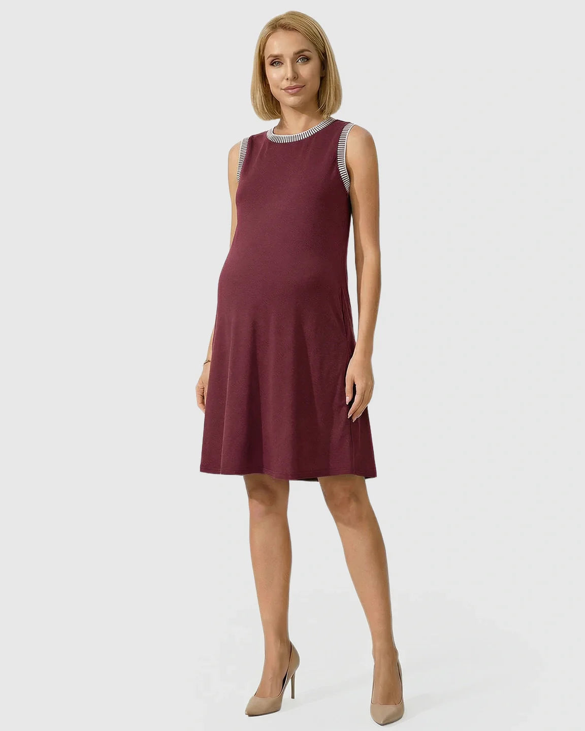 Bump Society – The Comfort Collection: Sleeveless Mid-Waist Umbrella Skirt Maternity Dress