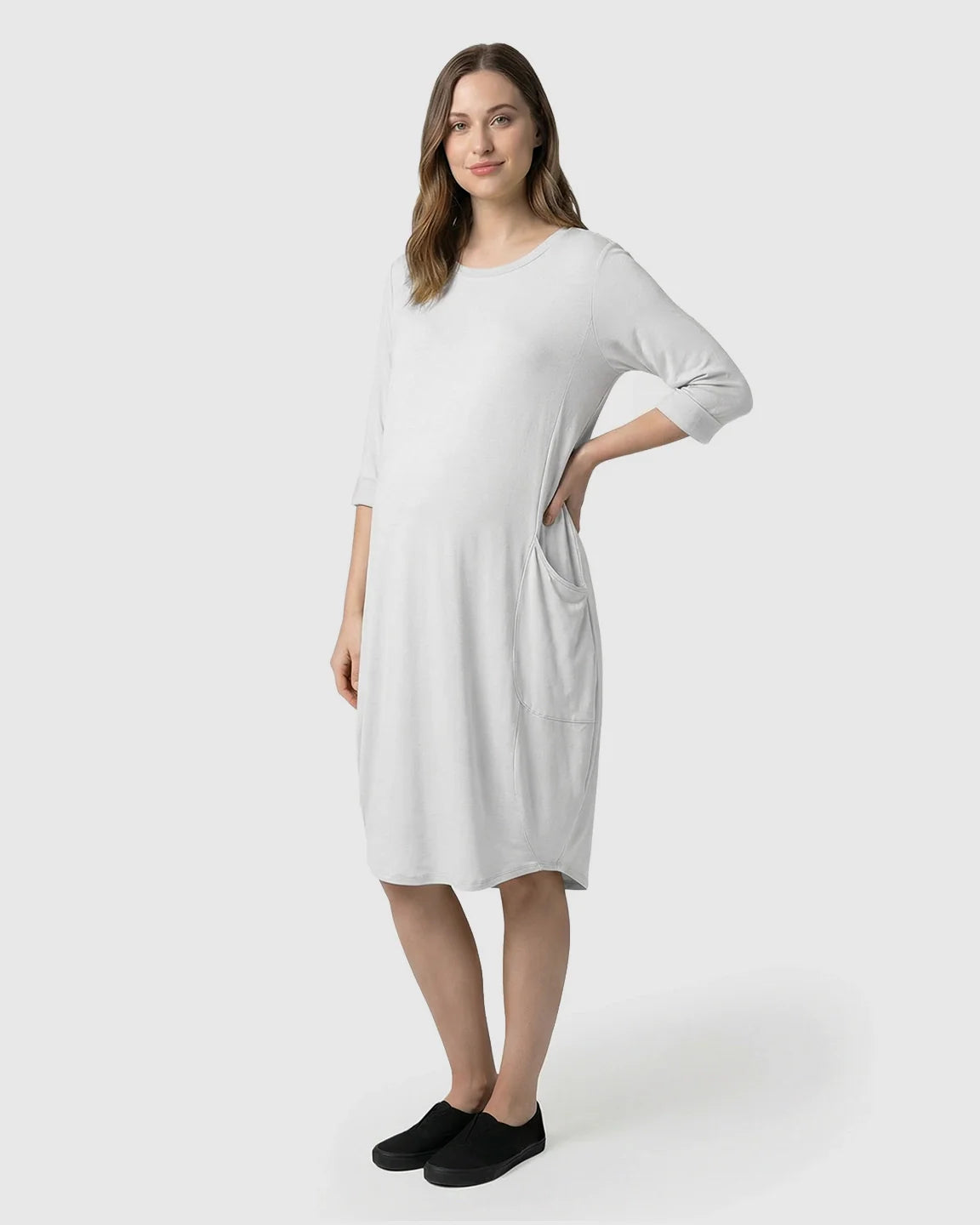 Bump Society – The Comfort Collection: Oversized Pocketed Maternity T Shirt Dress
