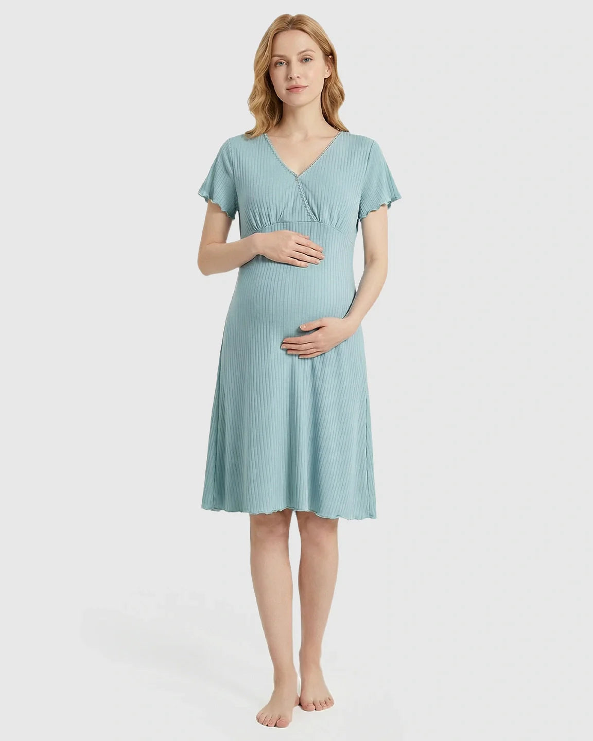 Bump Society – The Nursing Collection: Hidden Nursing Access K-Fashion Maternity Lounge Dress
