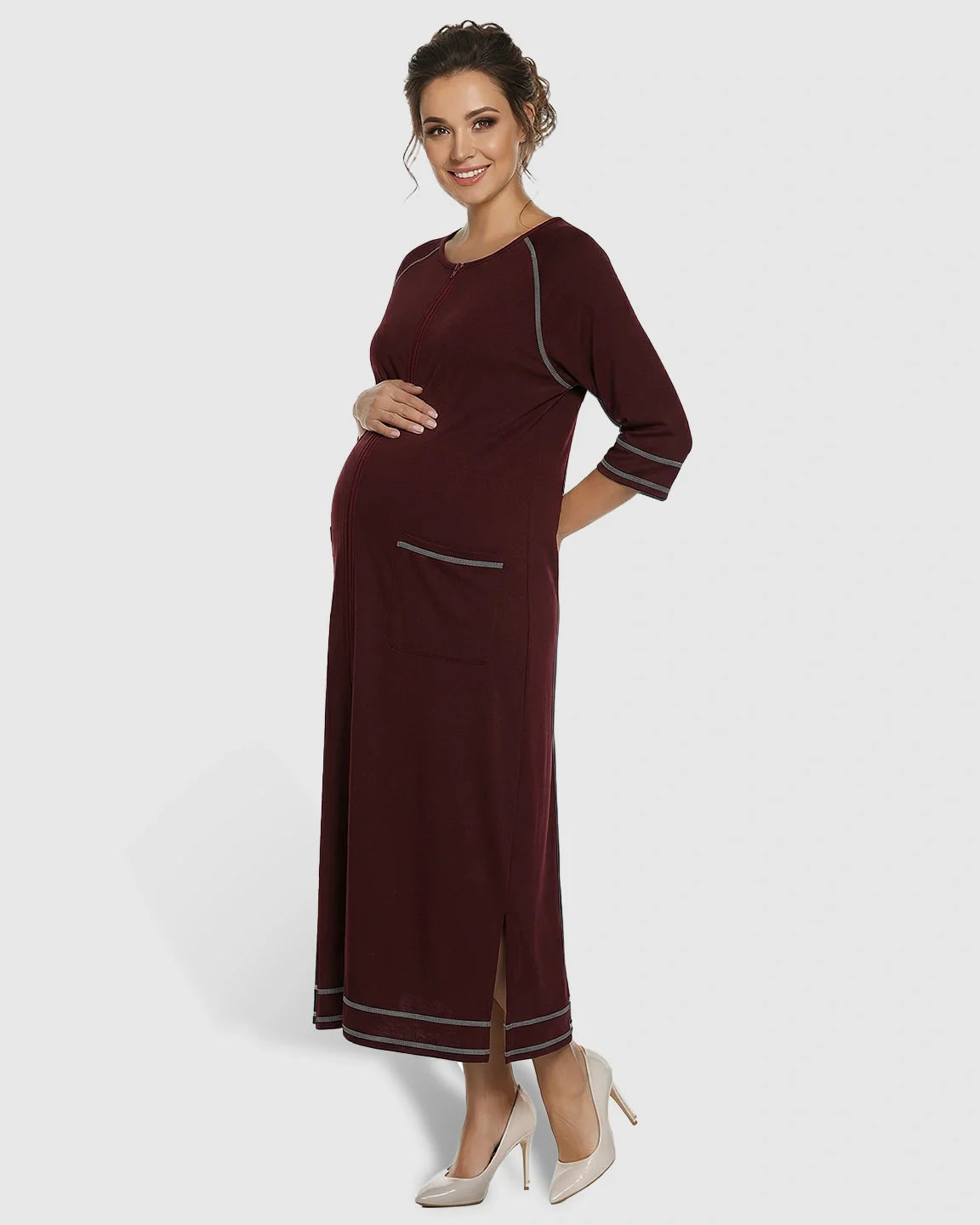 Bump Society – The Nursing Collection: Front Zipper Loose Fit Maternity Nursing Dress