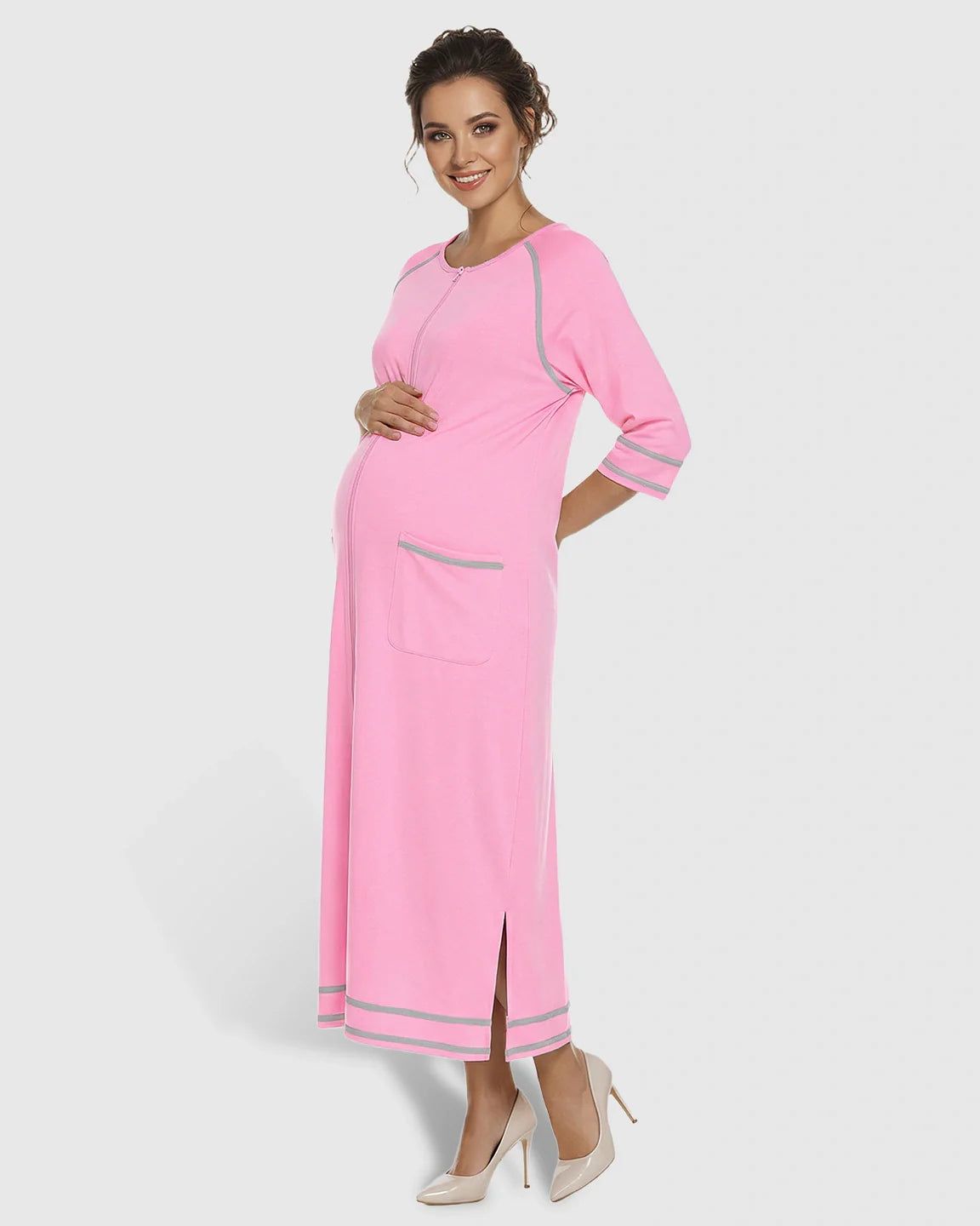 Bump Society – The Nursing Collection: Front Zipper Loose Fit Maternity Nursing Dress