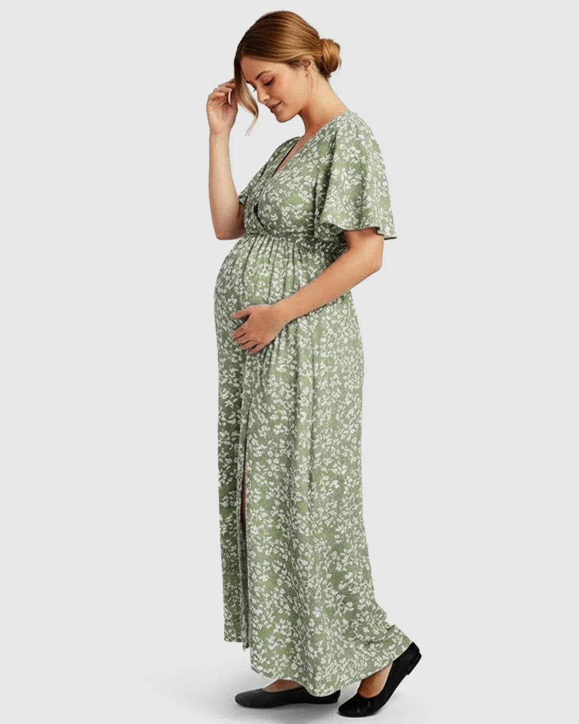 Bump Society – The Comfort Collection: V-neck Bohemian Style Maternity Maxi Dress