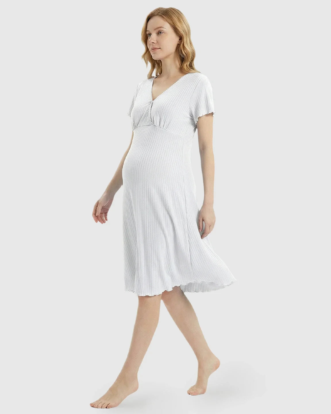 Bump Society – The Nursing Collection: Hidden Nursing Access K-Fashion Maternity Lounge Dress