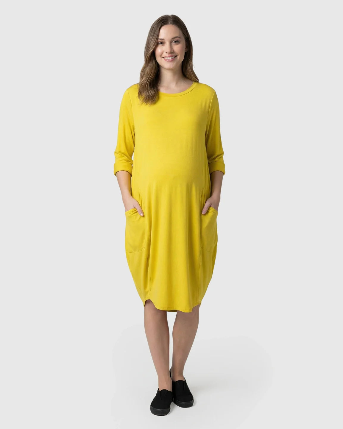 Bump Society – The Comfort Collection: Oversized Pocketed Maternity T Shirt Dress