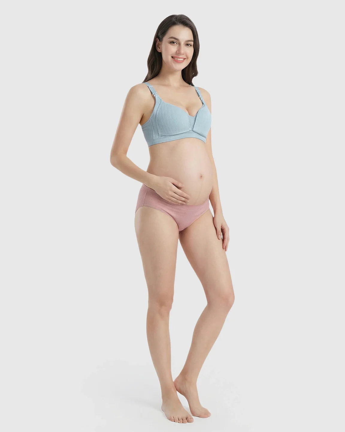 Bump Society – The Nursing Collection: Front-Open Ribbed V-Neck Nursing Bra