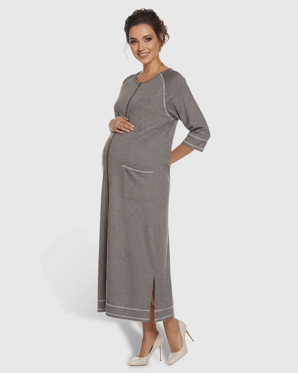 Bump Society – The Nursing Collection: Front Zipper Loose Fit Maternity Nursing Dress