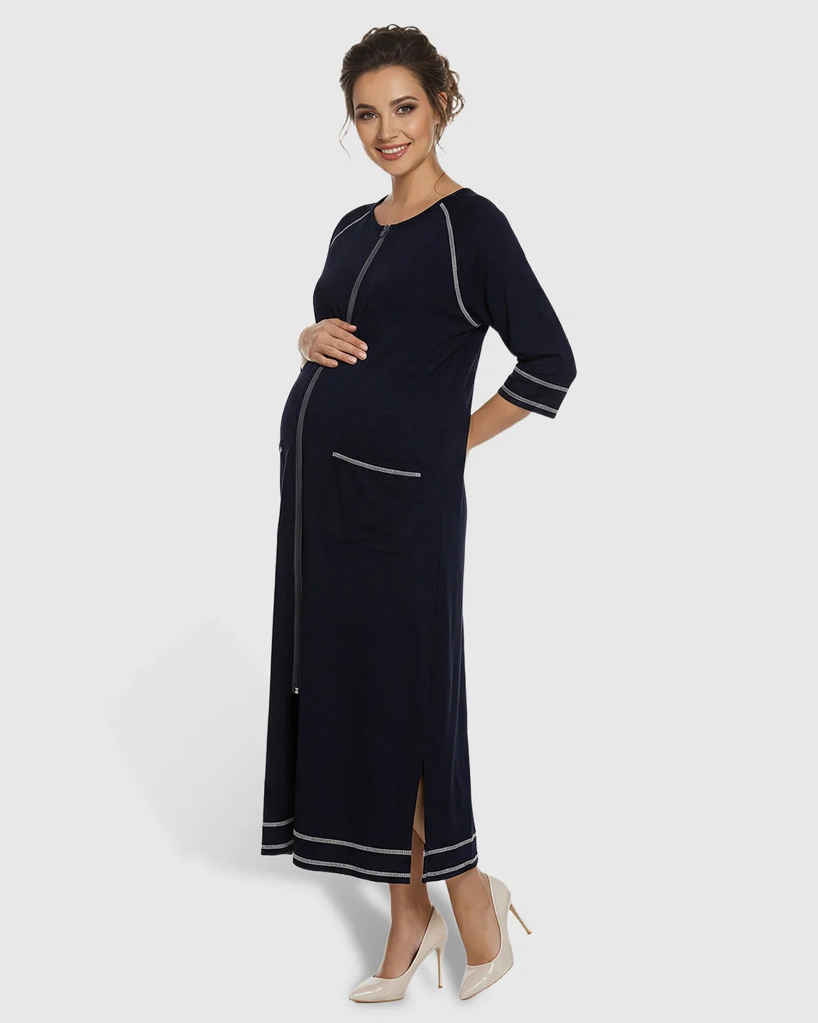 Bump Society – The Nursing Collection: Front Zipper Loose Fit Maternity Nursing Dress