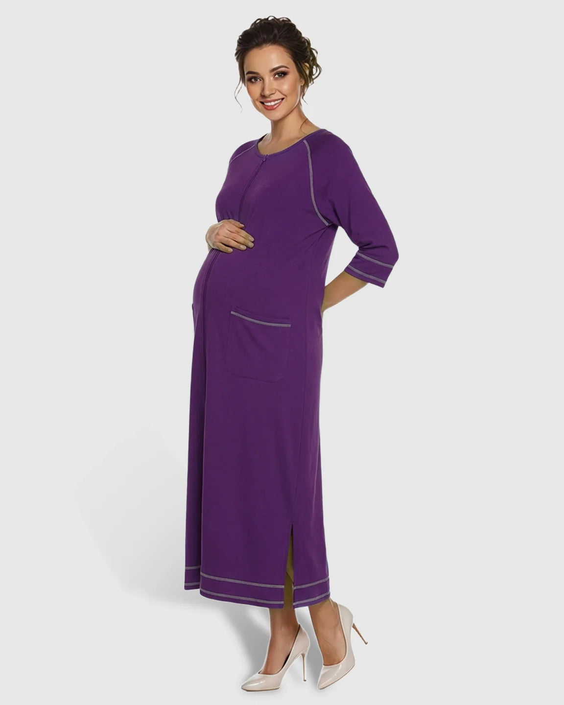 Bump Society – The Nursing Collection: Front Zipper Loose Fit Maternity Nursing Dress